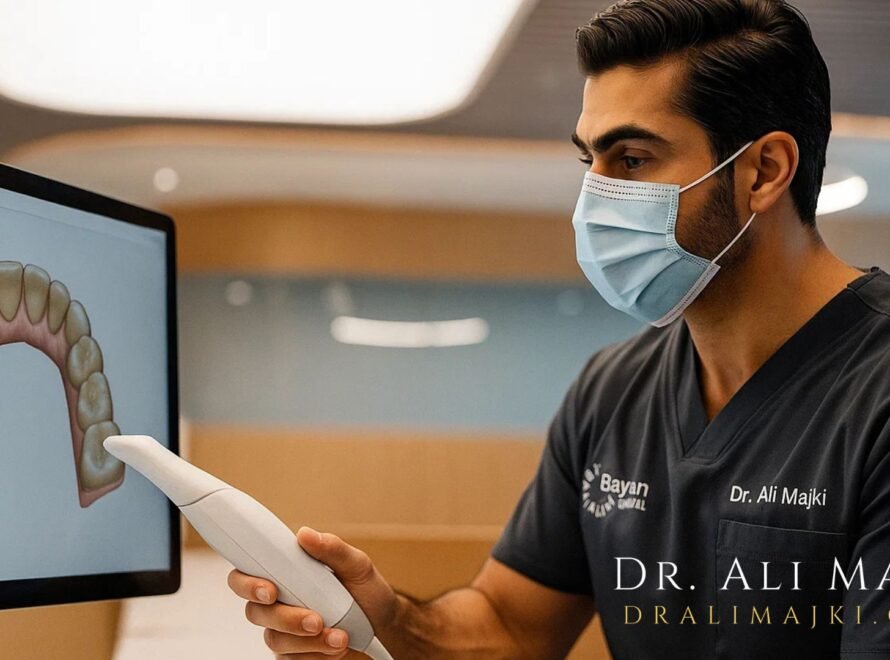 Dr. Ali Majki, Cosmetic Dentistry Consultant who is well-known for his aesthetic precision and patient-first approach, also associated with Bayan Dental Clinic, Kuwait & Dao Medical Center, Qatar, plus, with extensive experience across the GCC region.