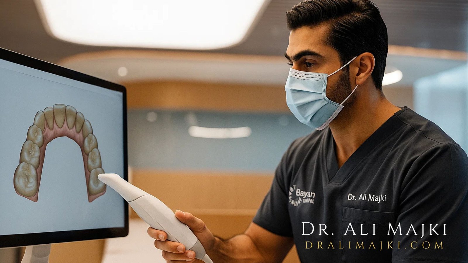 Dr. Ali Majki, Cosmetic Dentistry Consultant who is well-known for his aesthetic precision and patient-first approach, also associated with Bayan Dental Clinic, Kuwait & Dao Medical Center, Qatar, plus, with extensive experience across the GCC region.